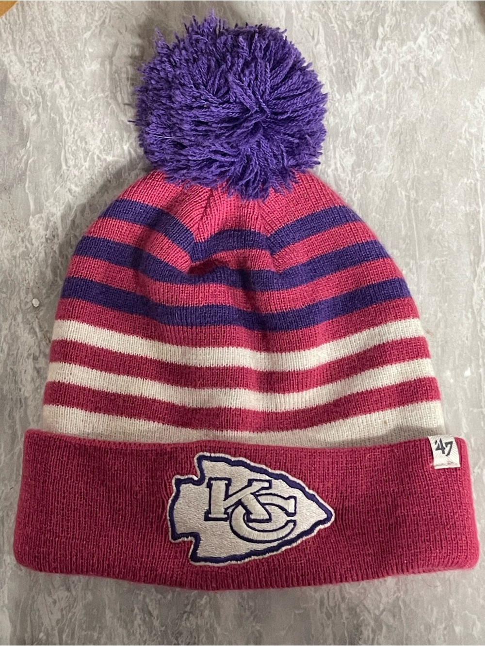 Kansas City Chiefs Pink and Purple Knit Beanie Winter Hat NFL Cap Adult OSFM